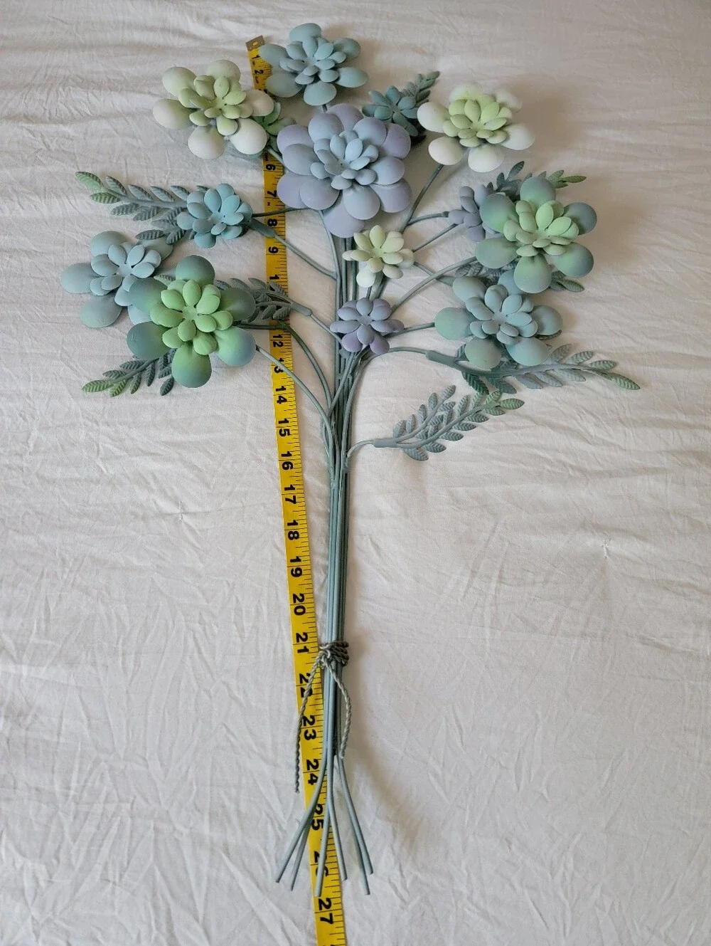 Mint Green Pastel Succulent Metal Floral Bouquet